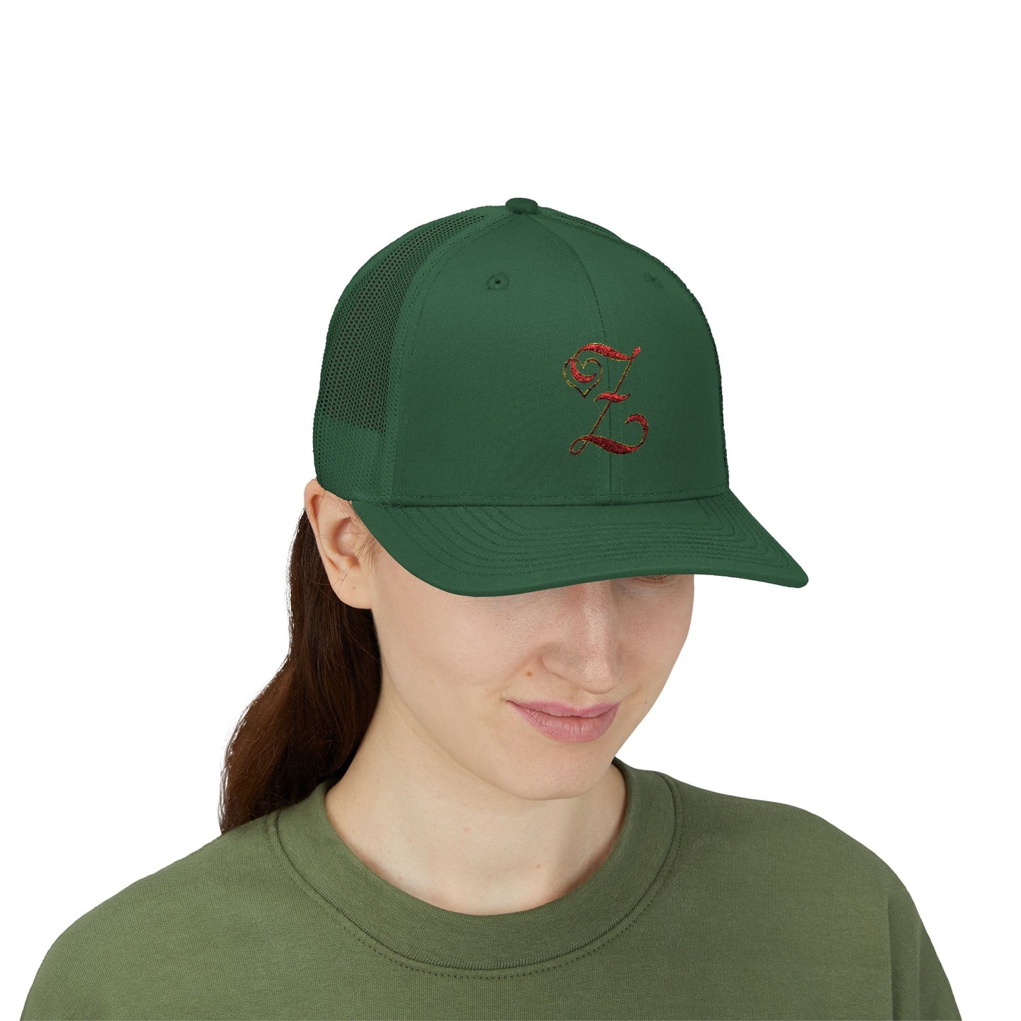 Embroidered 'Z' Snapback Trucker Cap — Vintage Monogram Initial Hat