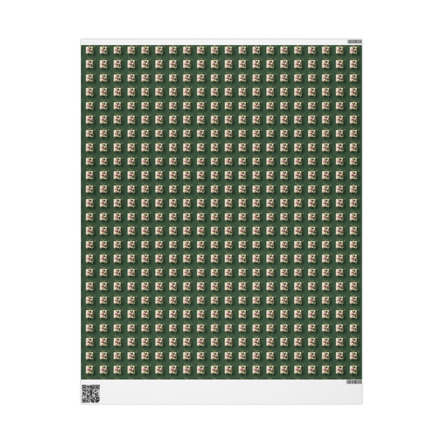 Holiday Floral Gift Wrap — Green Lily Pattern Wrapping Paper Roll