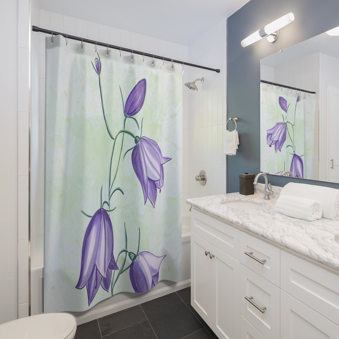 Elegant Floral Shower Curtains for Home Decor, Purple Flower Bathroom Accessories, Boho Chic Decor, Nature-Inspired Gifts, Springtime Vibes