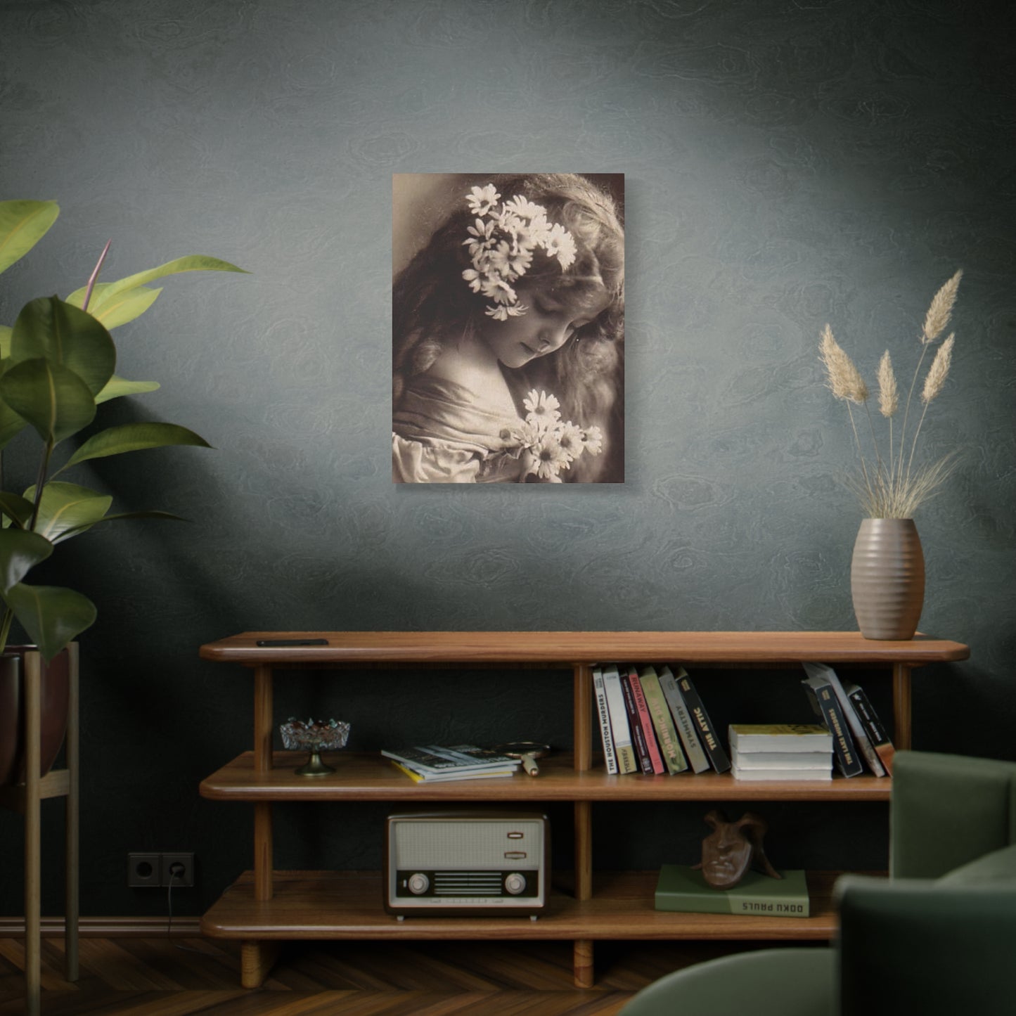 Vintage Floral Portrait Canvas
