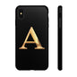 Custom Phone Case with Gold Letter A, Monogrammed Gift, Tough Protective Case, Personalized Phone Accessory, Unique Phone Cover