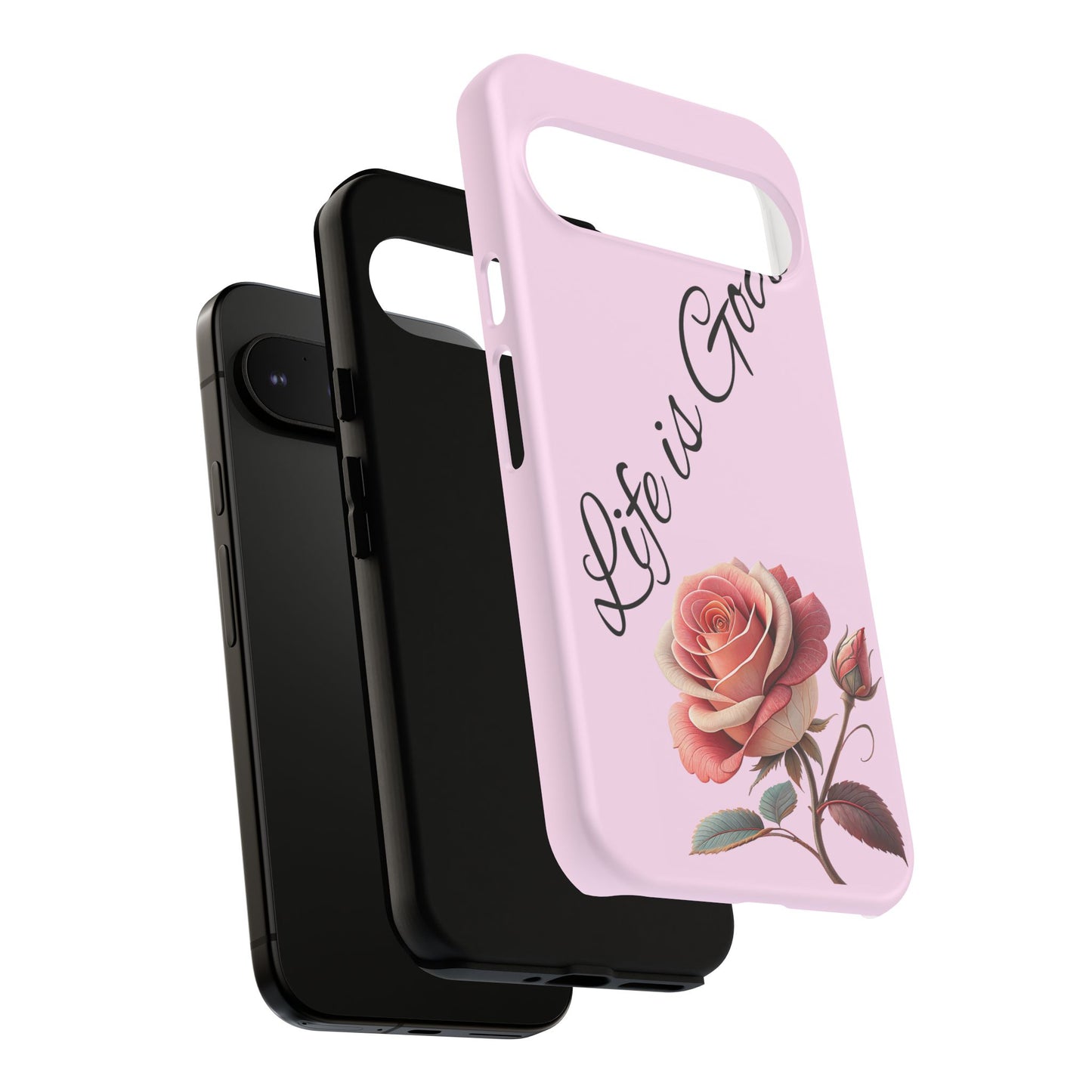 Roses & Positivity Phone Case - Floral Design, Life is Good, Tough Cases for Everyday Wear, Gift for Friends, Mother's Day, Spring [...]