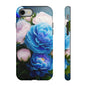 Floral Blue Peony Phone Case — Protective Tough Case with Pink & Blue Blooms