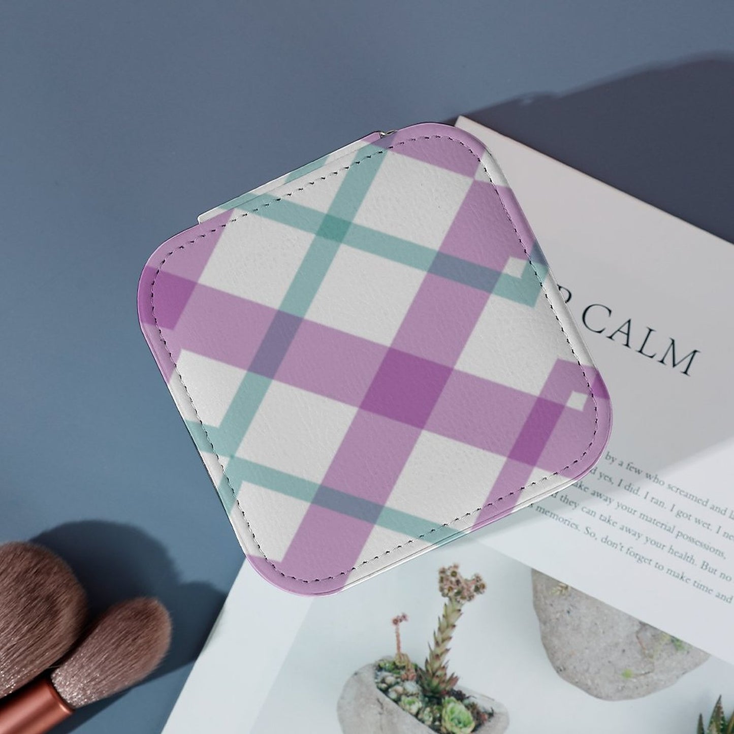 Box Organizer for Jewelry Purple plaid