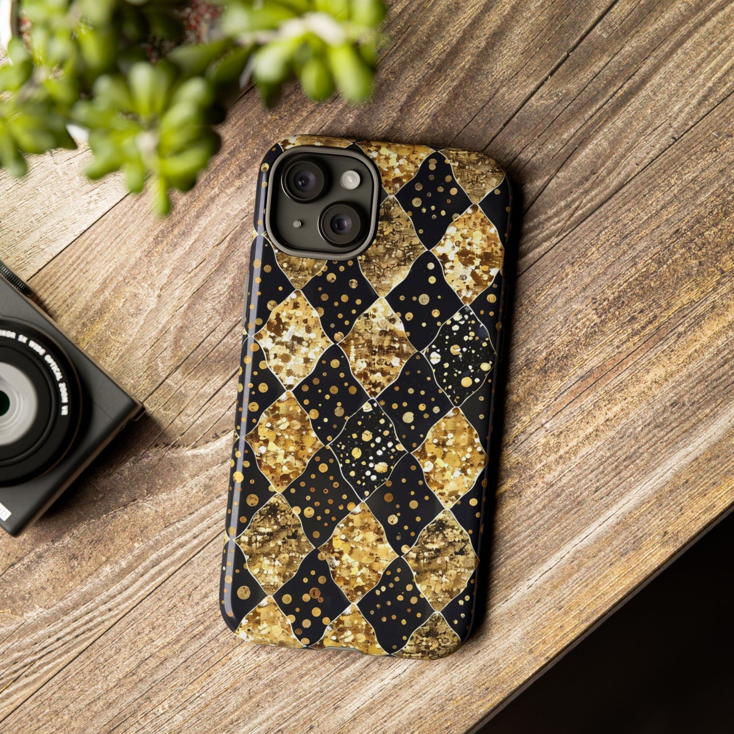 Elegant Gold & Black Phone Case for Tough Protection