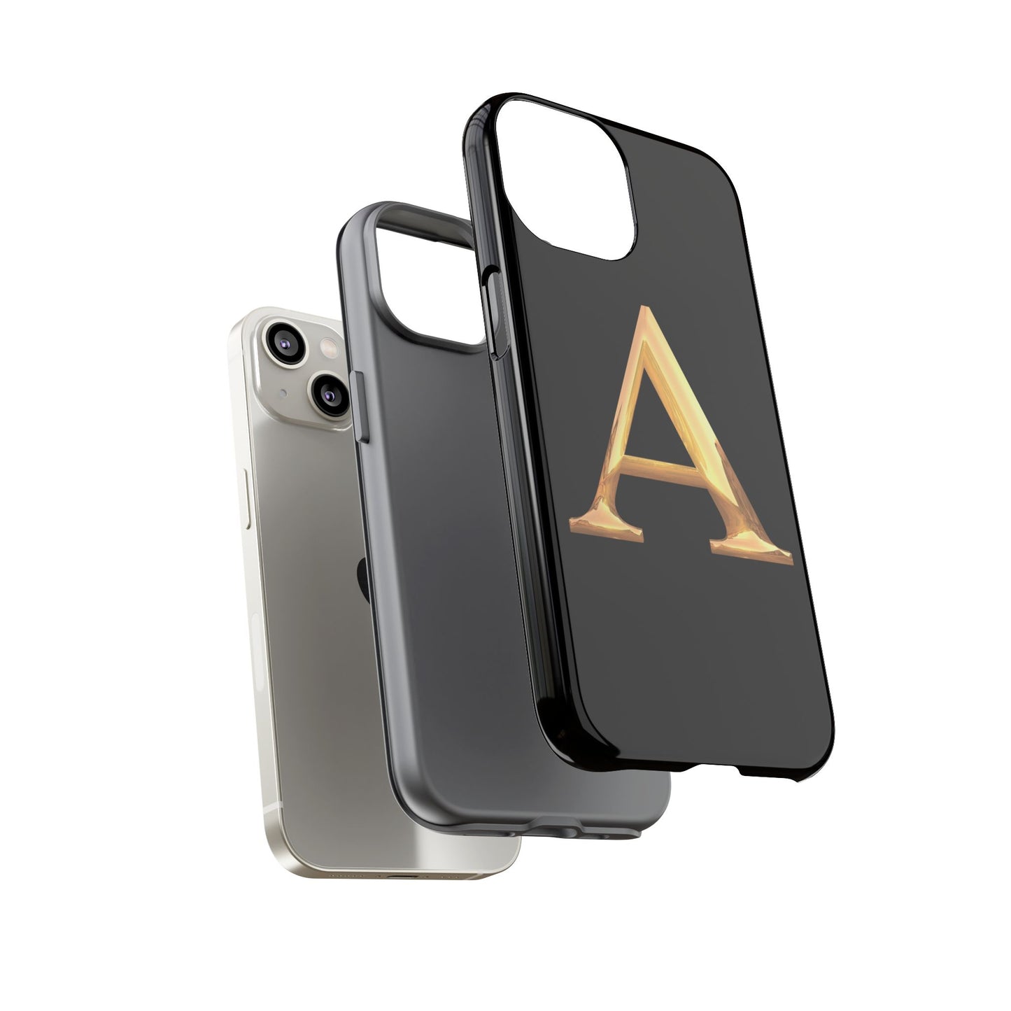 Custom Phone Case with Gold Letter A, Monogrammed Gift, Tough Protective Case, Personalized Phone Accessory, Unique Phone Cover