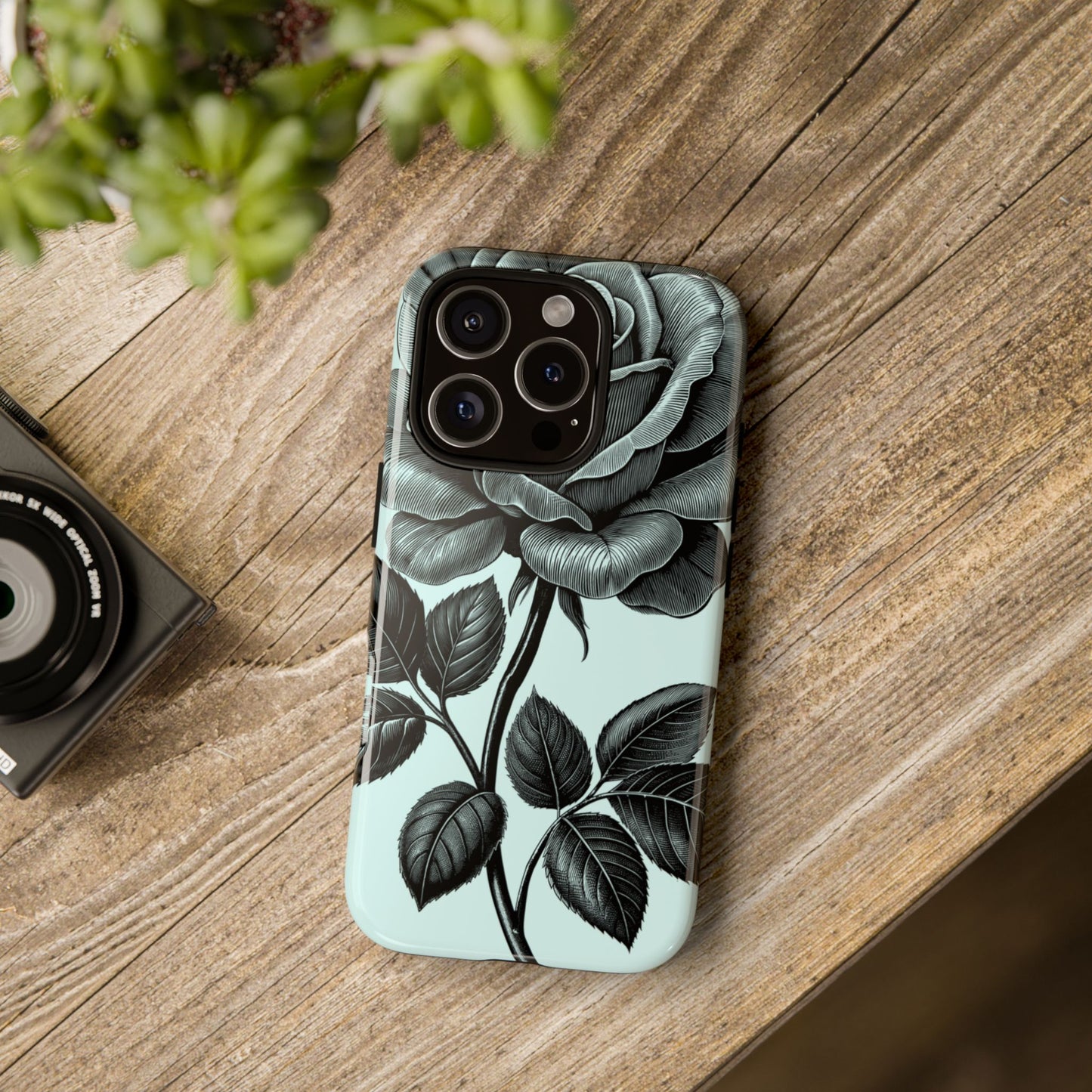 Elegant Floral Phone Case, Tough Cases for iPhones, Black Rose Design, Gift for Her, Stylish Phone Cover, Birthday Gifts