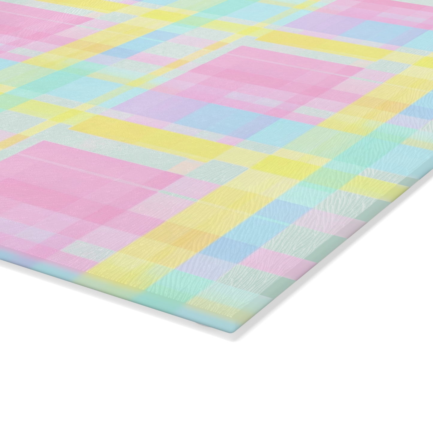 Pastel Plaid Glass Cutting Board – Spring Kitchen Decor