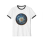 Celestial Mandala Ringer T‑Shirt — Blue Galaxy Circle Art