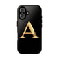 Custom Phone Case with Gold Letter A, Monogrammed Gift, Tough Protective Case, Personalized Phone Accessory, Unique Phone Cover