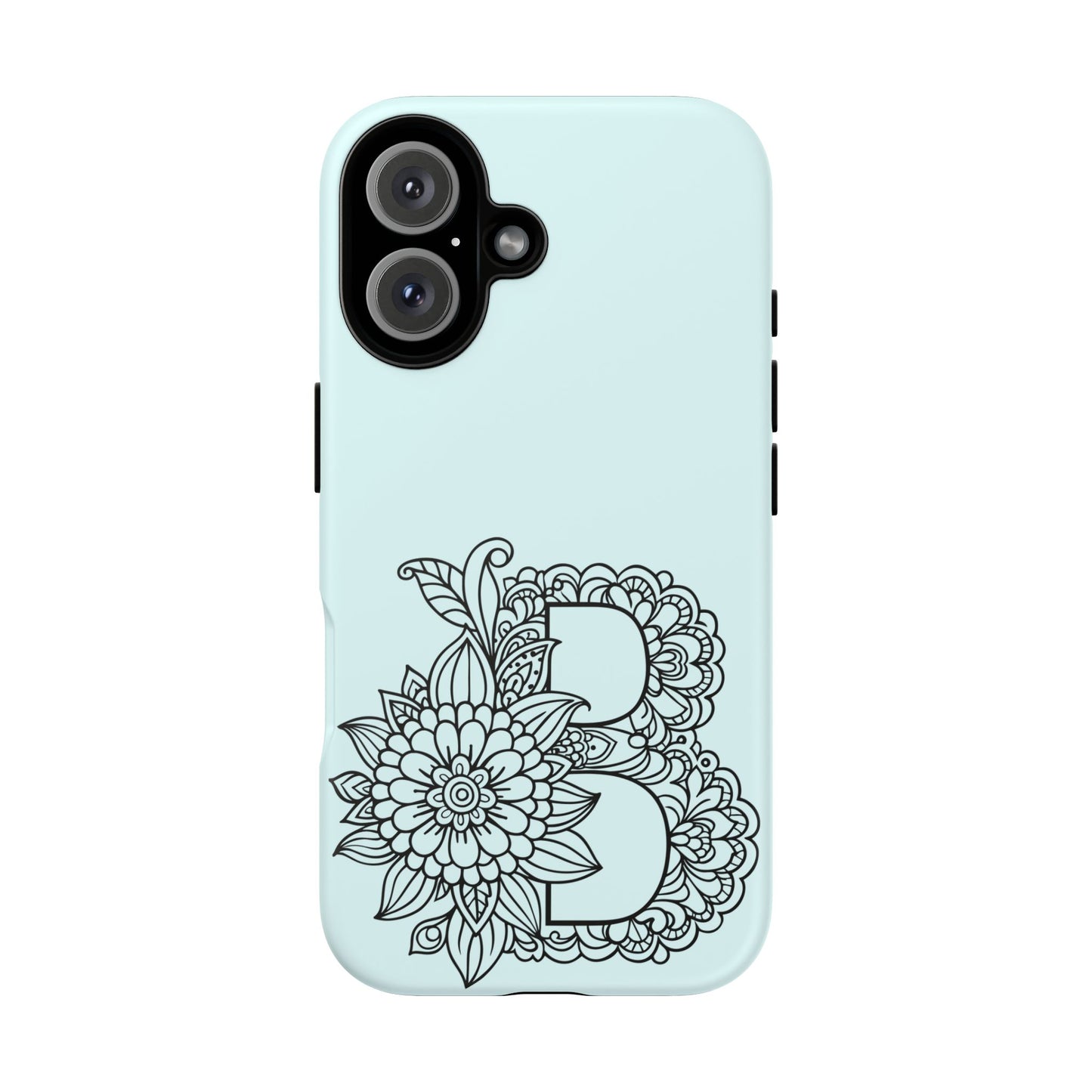 Personalized Tough Phone Case- Letter B, Floral Monogram Cell Phone Cover, Custom Protective Case, Unique Gift, Birthday, Graduation
