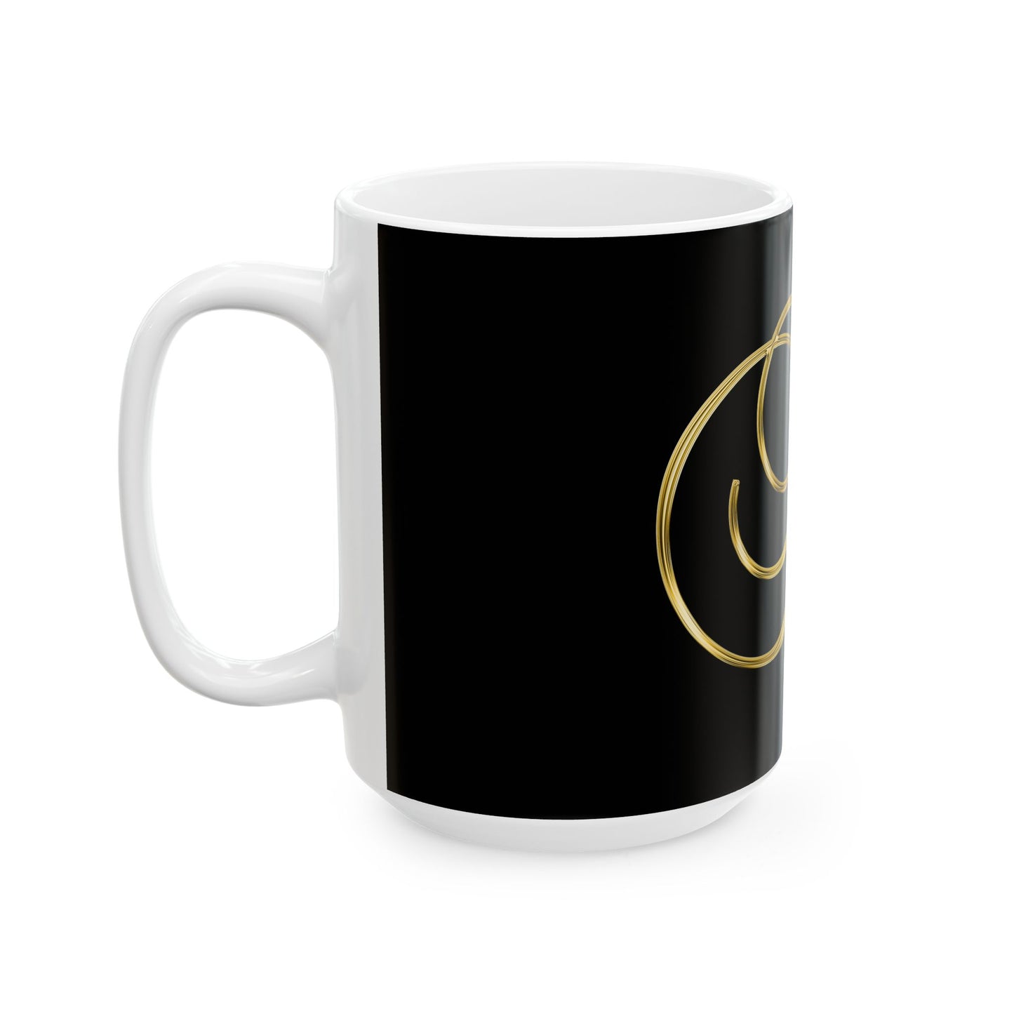 Monogram H Gold Letter Ceramic Mug — Elegant Initial H Coffee Cup (11oz & 15oz)