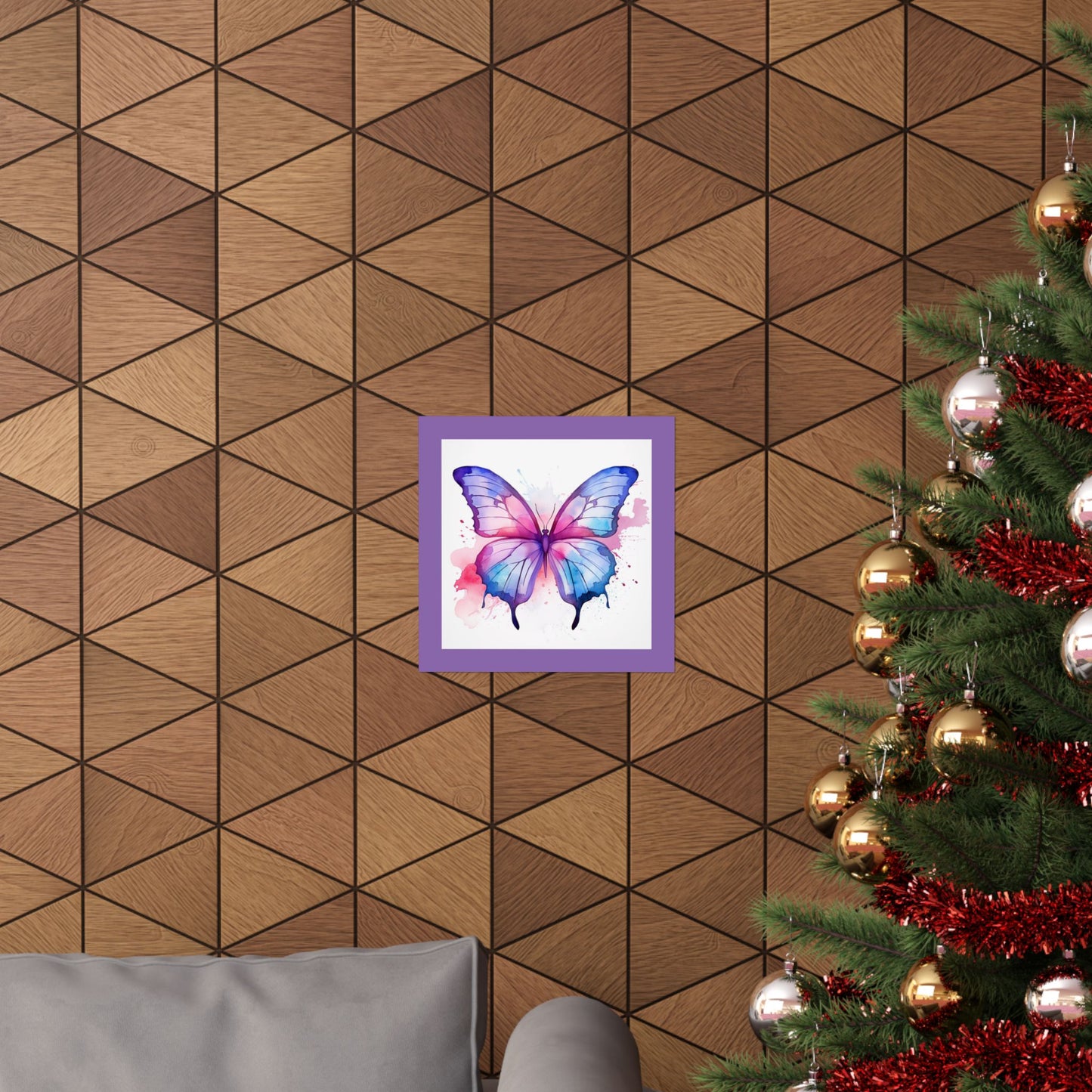 Butterfly Watercolor Matte Poster — Purple Vertical Art Print