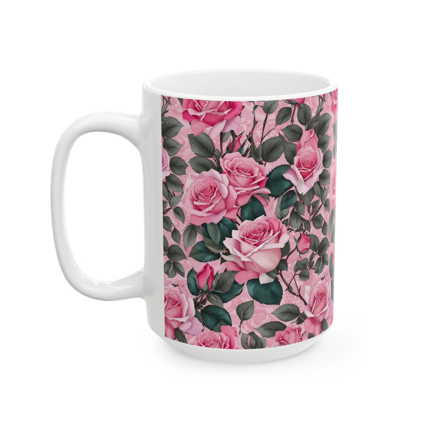 Floral Rose Ceramic Mug - Perfect Gift for Coffee Lovers, Tea, Mother's Day, Birthday, Home Decor, Kitchenware