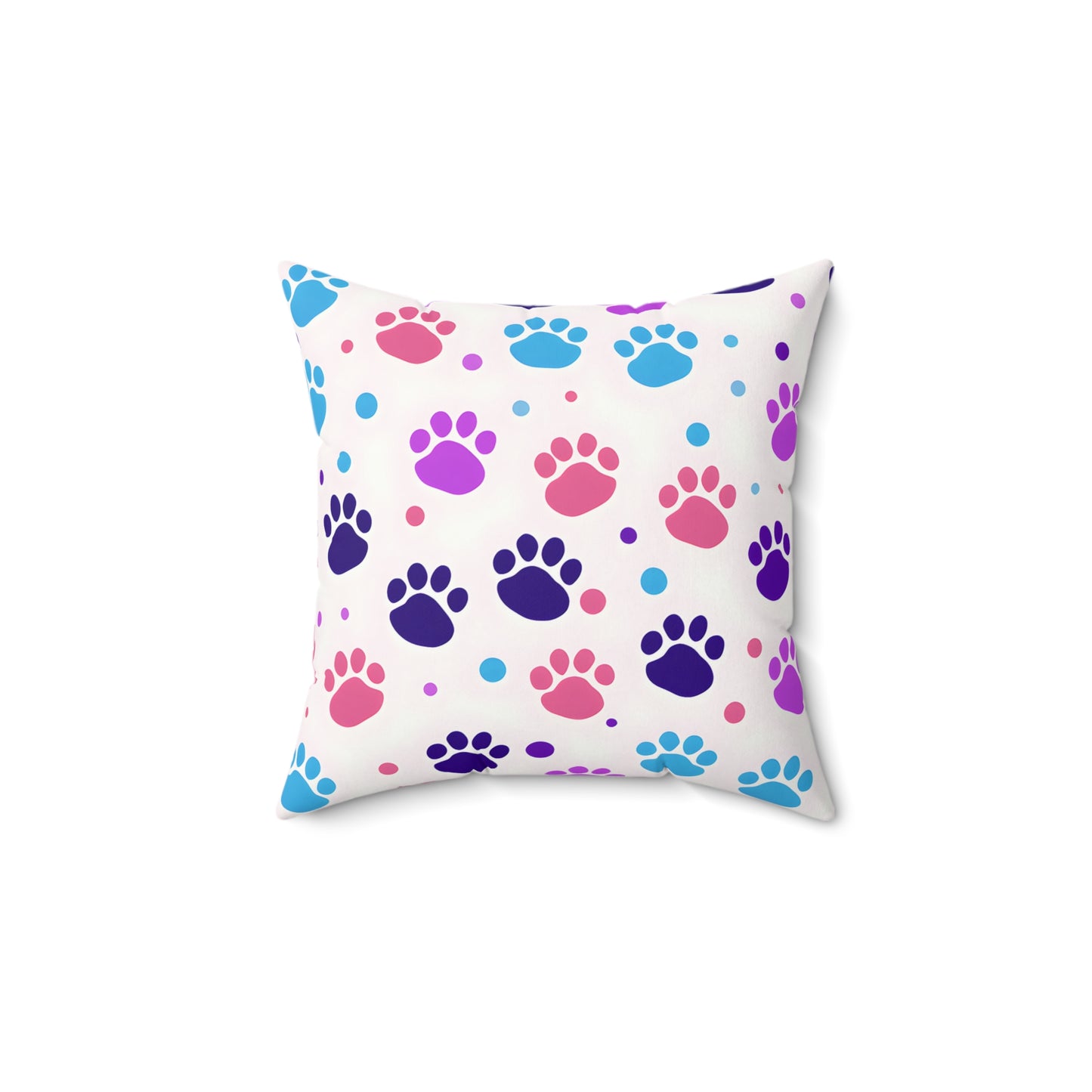 Colorful Paw Print Throw Pillow — Cute Pet Pattern Decorative Cushion