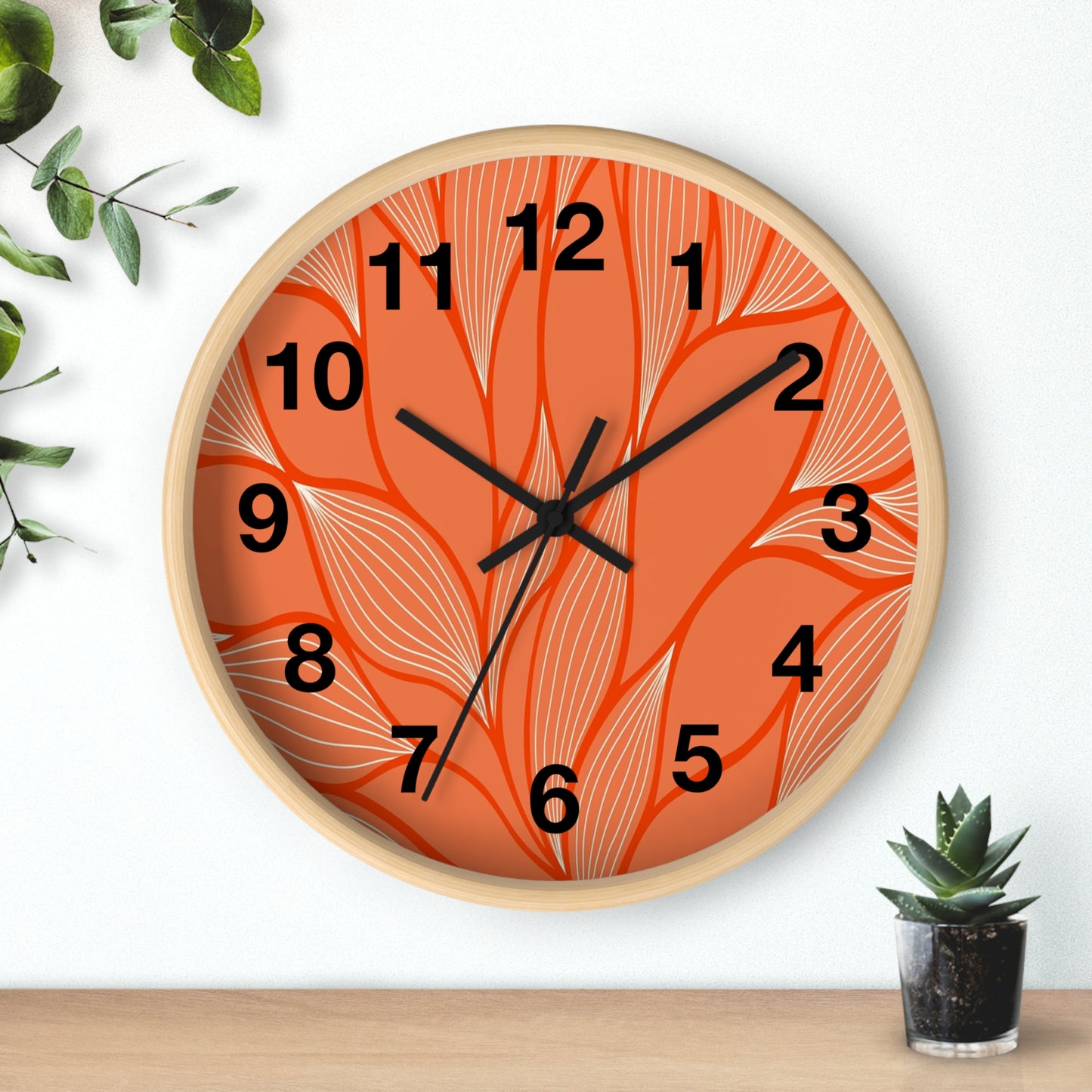 Modern Floral Wall Clock, Home Decor, Unique Timepiece, Boho Style, Office Decoration, Gift Idea