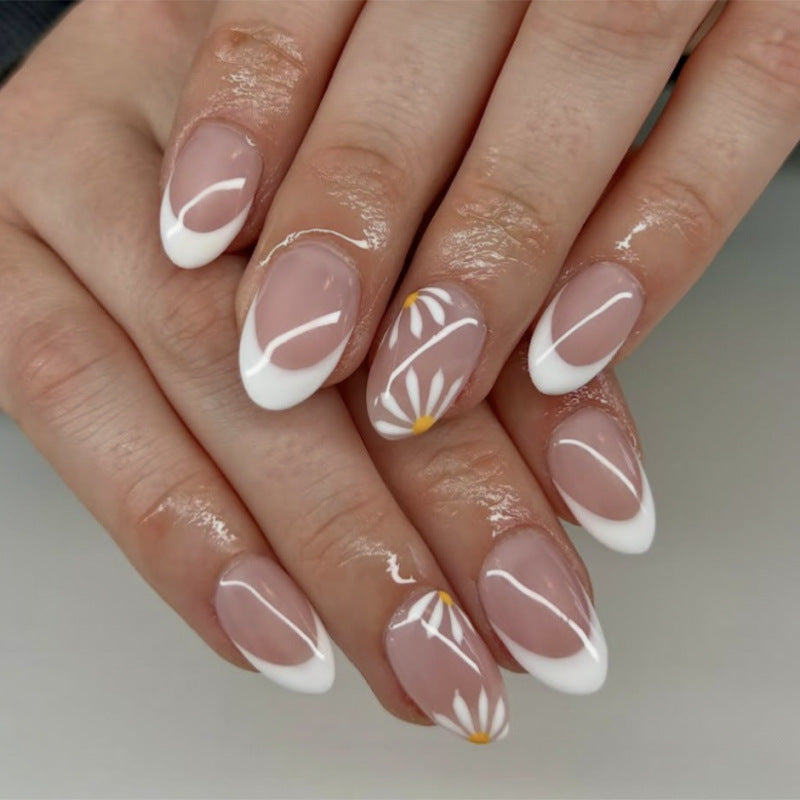 French Minimalist Nude Pink Almond Short Press On Nails
