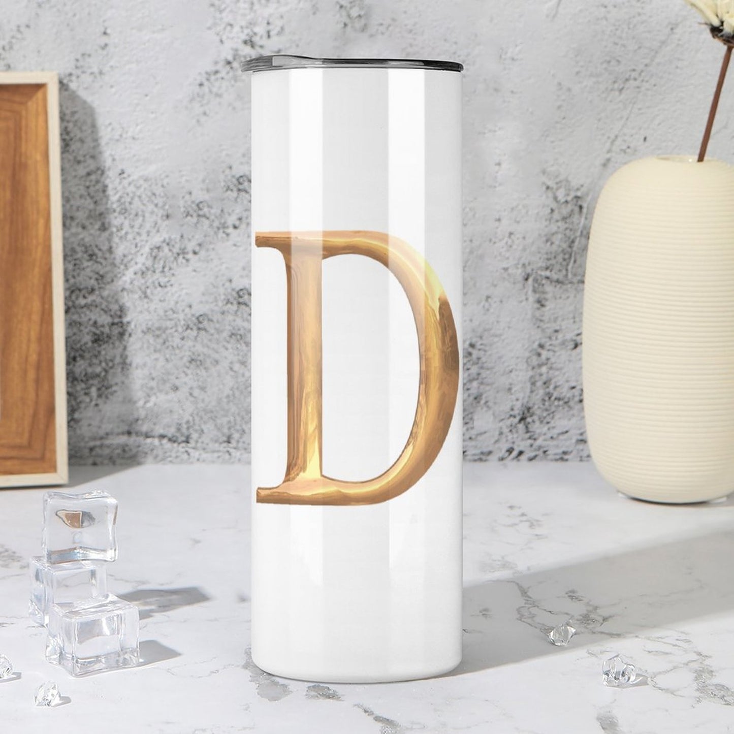 20oz Skinny Stainless Steel Straight Cup-With Lid