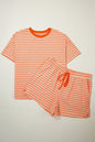 Stripe Drop Shoulder T Shirt and Shorts Plus Size Summer Set