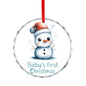 Glass Circular Ornament Pendant - Baby's First Christmas