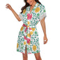 Lace Trimmed Short-Sleeve Robe