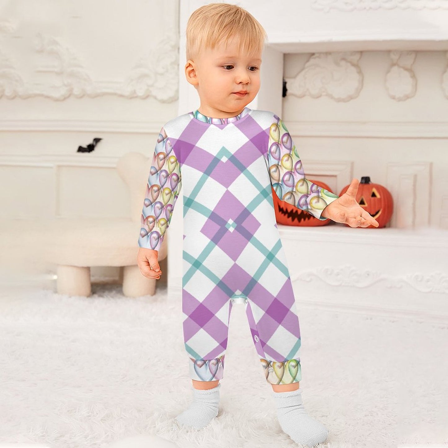 Baby Romper Purple White