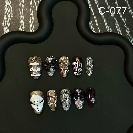 365nails: "Winter's Enchantment" – Christmas Holiday Handmade Coffin Nails