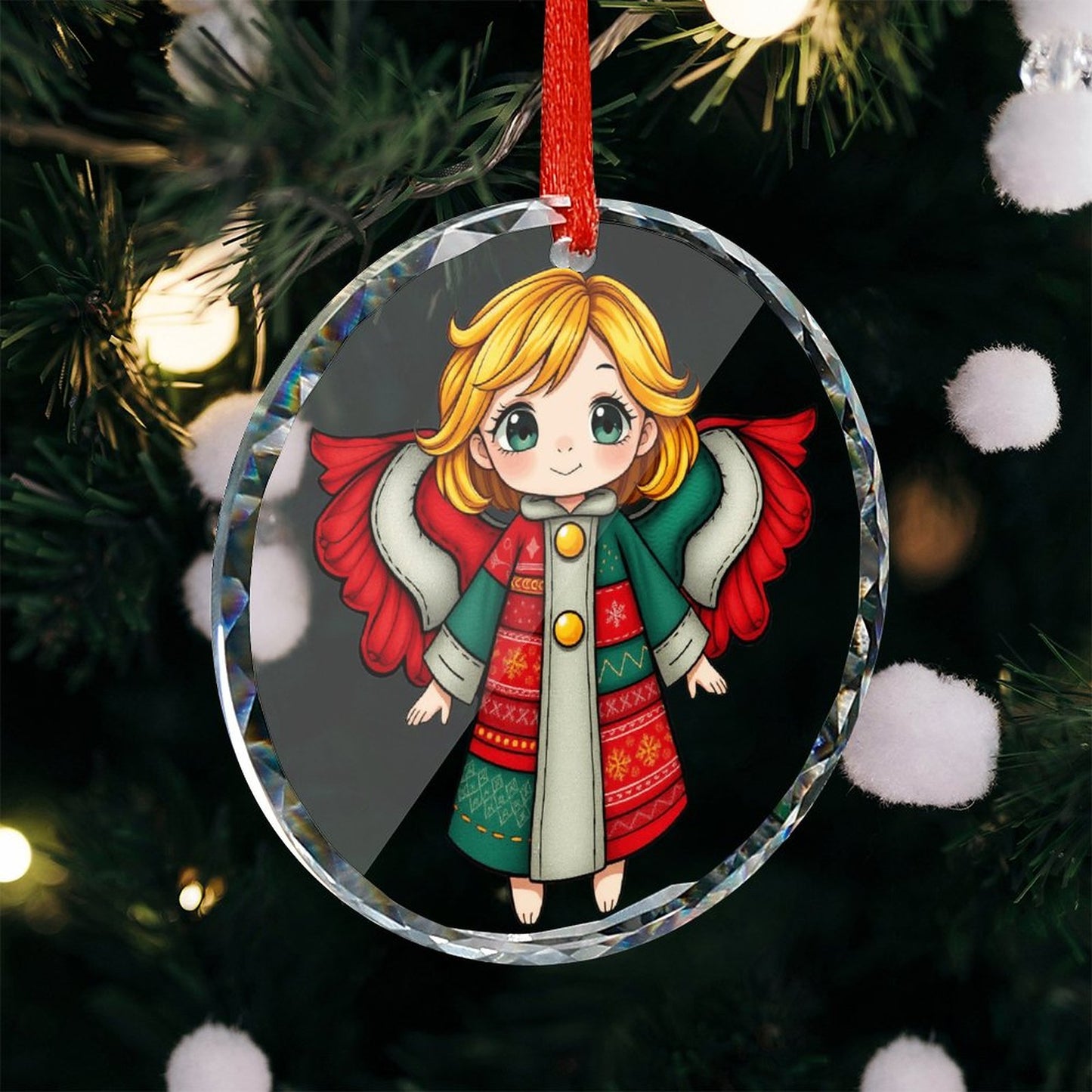 Glass Circular Ornament Pendant