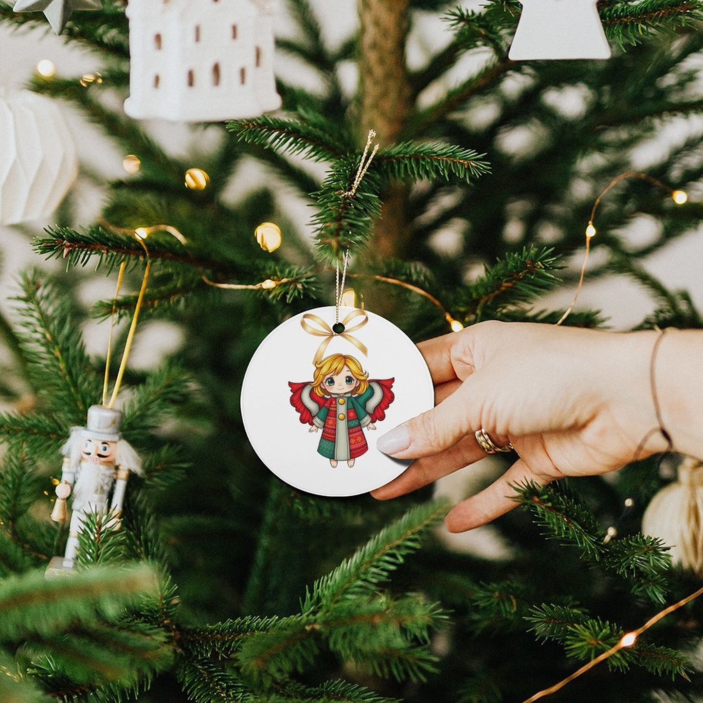Round Ceramic Christmas Ornament (Matte Surface)