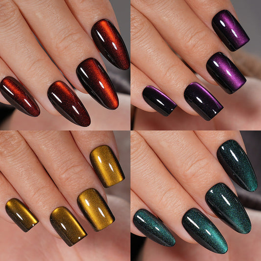 Purple Cat Eye Almond Press On Nails (MOQ=3) – Image 2