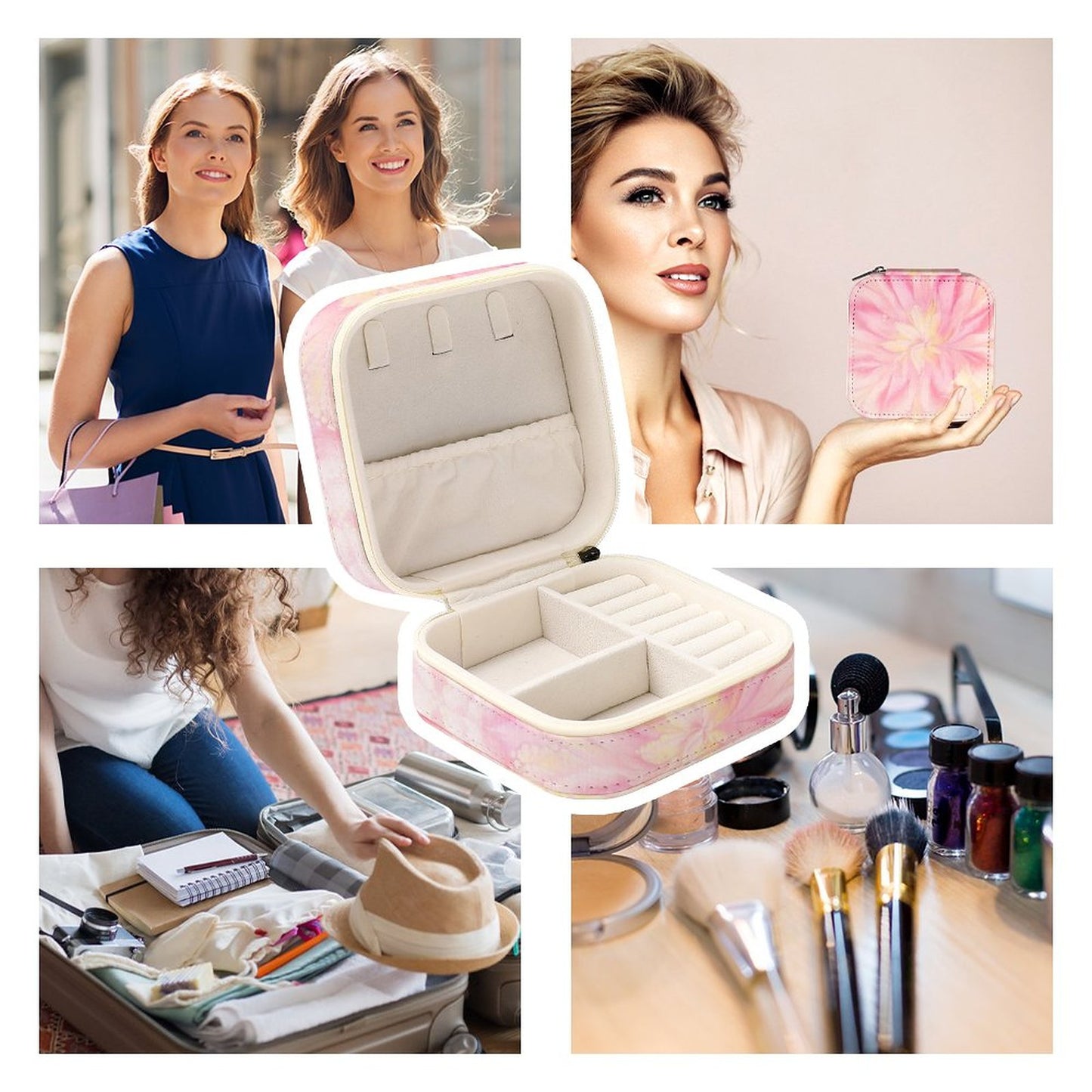 Box Organizer for Jewelry Pink Tie Dye