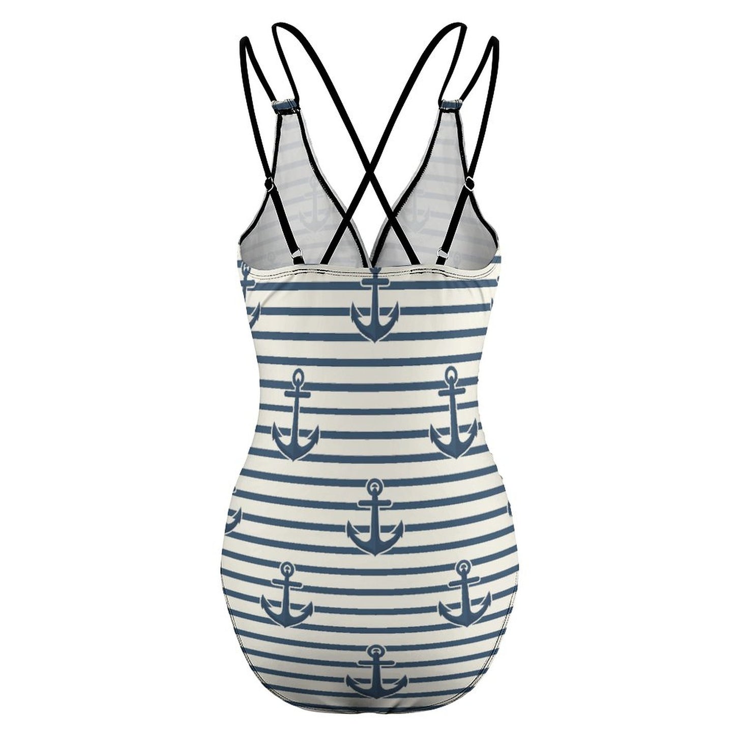 Women's One Piece Swimsuit Tummy Control V Neck Swimwear Anchors