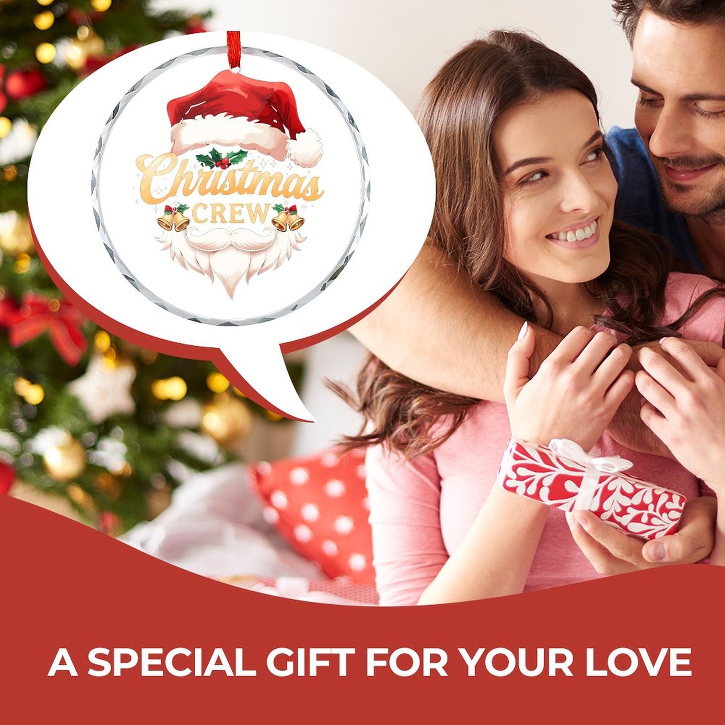 Glass Circular Ornament Pendant Christmas Crew