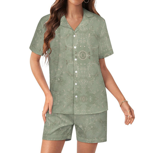 Worn-effect Fabric Women Satin Pajama Set