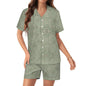 Worn-effect Fabric Women Satin Pajama Set