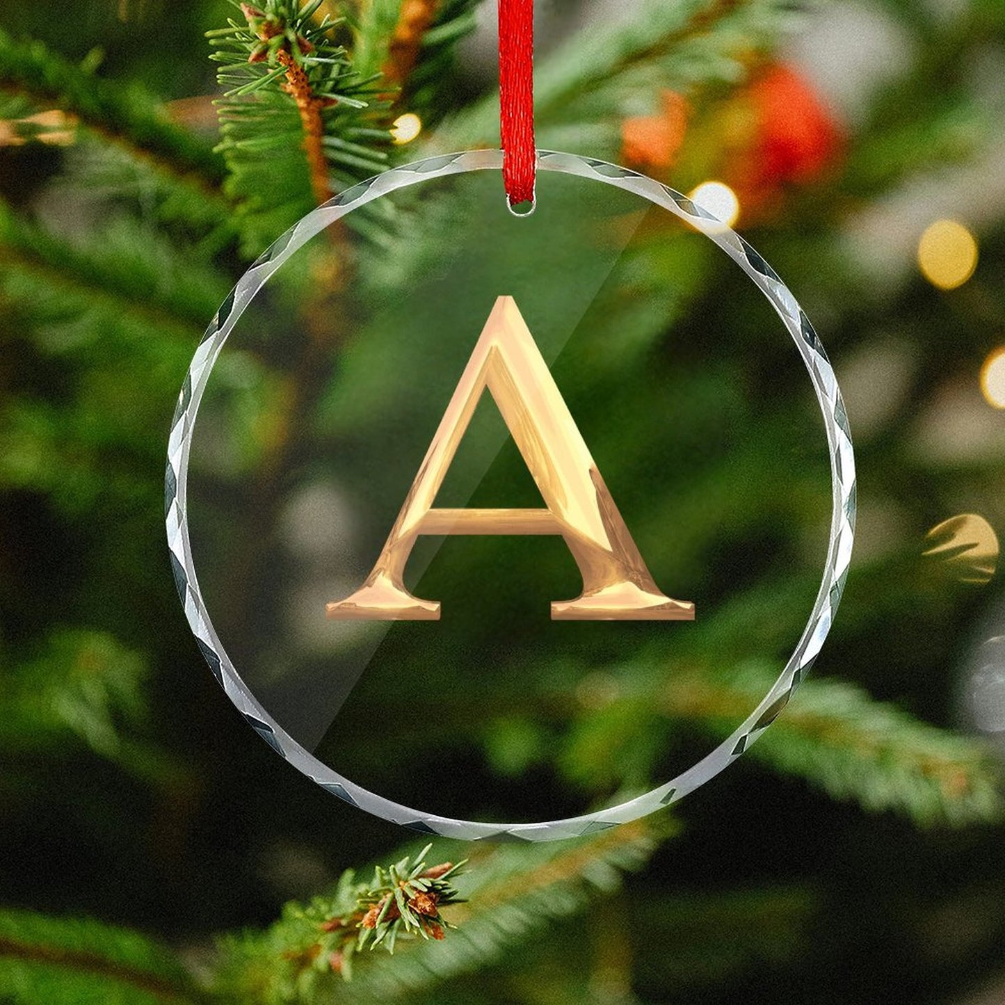 Glass Circular Ornament Pendant- Letter A