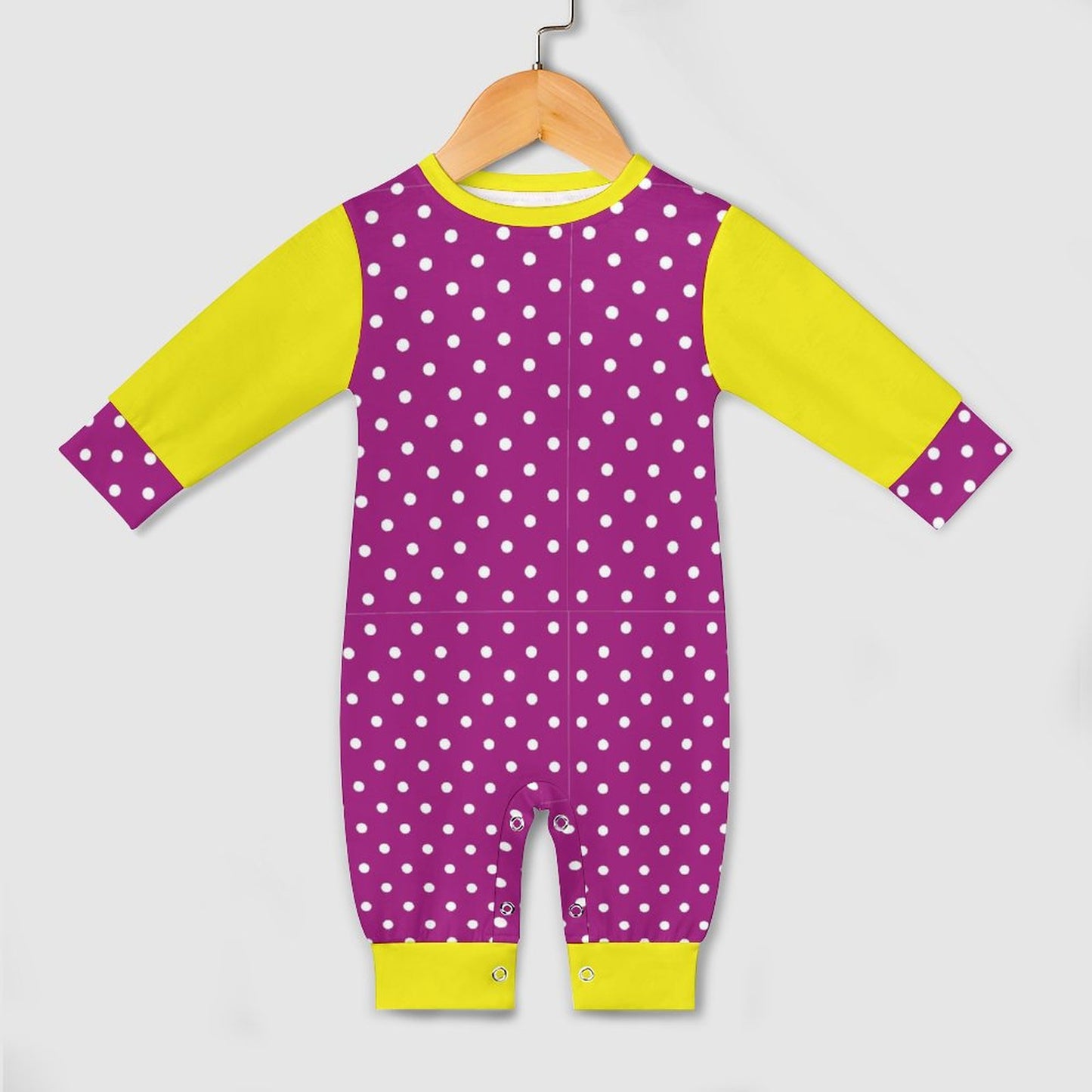 Baby Romper Purple White Dots