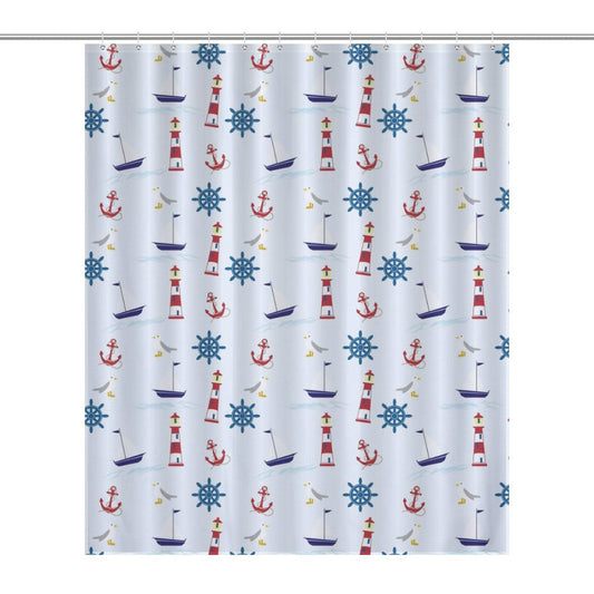 Flower Shower Curtain - Lighthouses, Sailboats and Anchors
