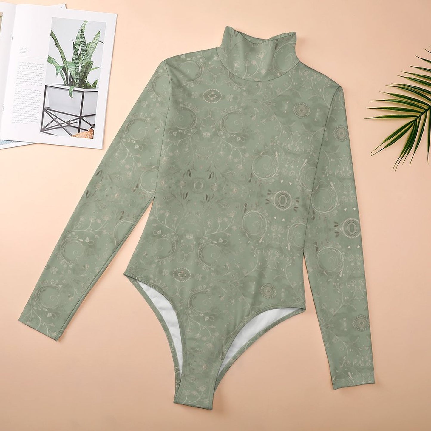 High-collar Long-sleeve Bodysuit