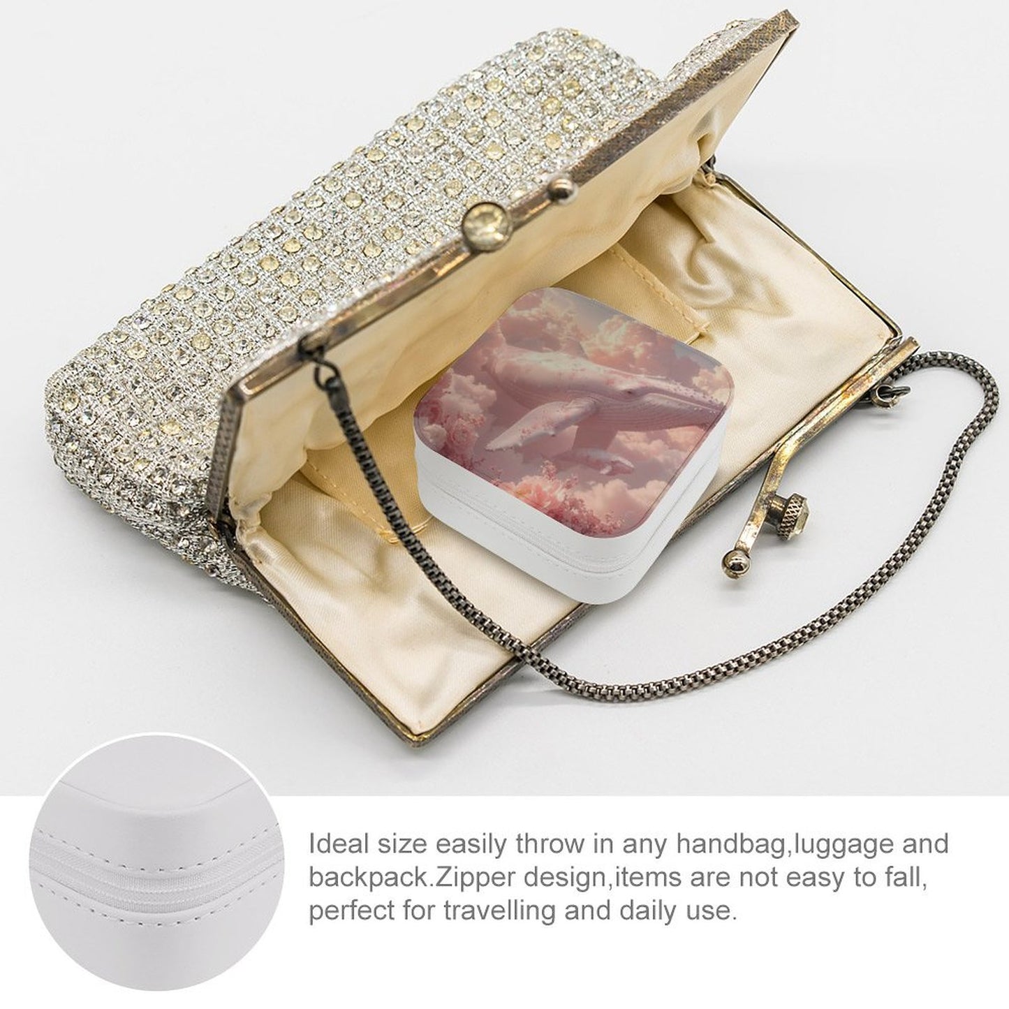 PU Portable Travel Jewellery Box - Pink Whale