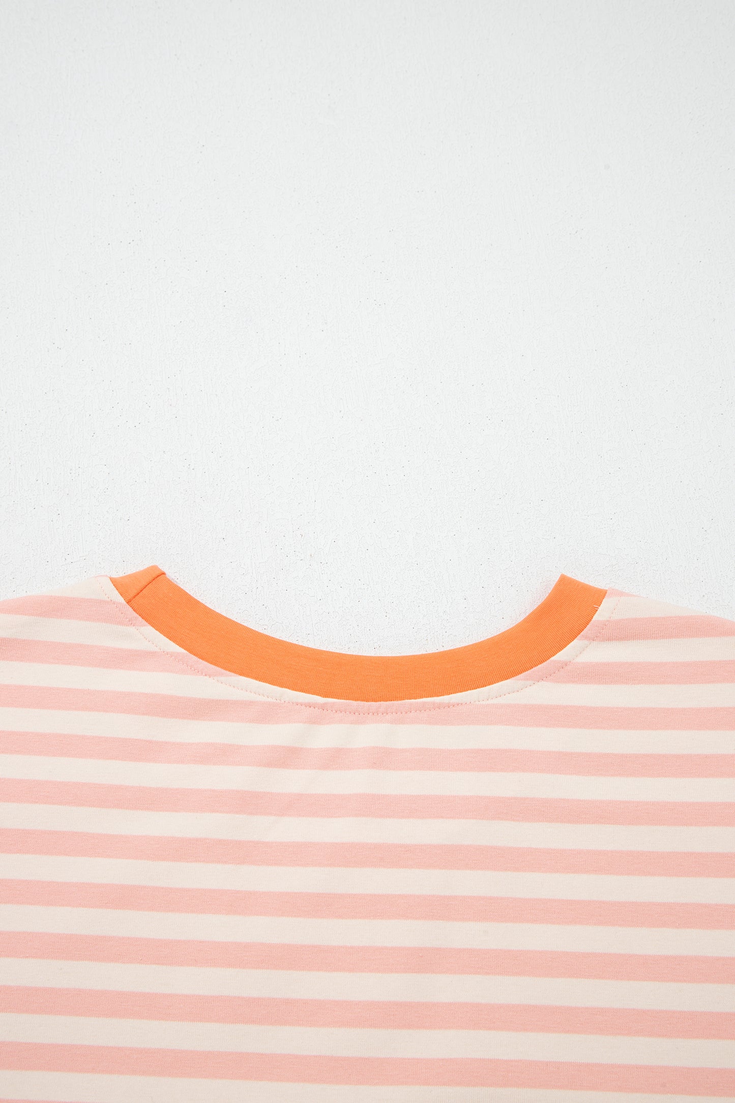 Stripe Contrast Neck Loose Tee and Drawstring Shorts Set