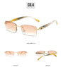 Upscale Custom Ivory Color Buffalo Horn Shape Fashion Small Square Sun Shades Glasses Trendy Rimless Sunglasses Women 2024