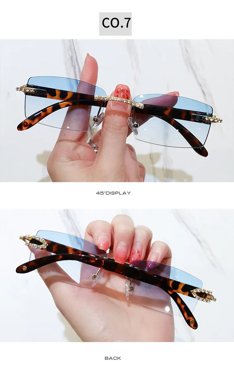 Upscale Custom Ivory Color Buffalo Horn Shape Fashion Small Square Sun Shades Glasses Trendy Rimless Sunglasses Women 2024