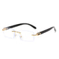 Upscale Custom Ivory Color Buffalo Horn Shape Fashion Small Square Sun Shades Glasses Trendy Rimless Sunglasses Women 2024