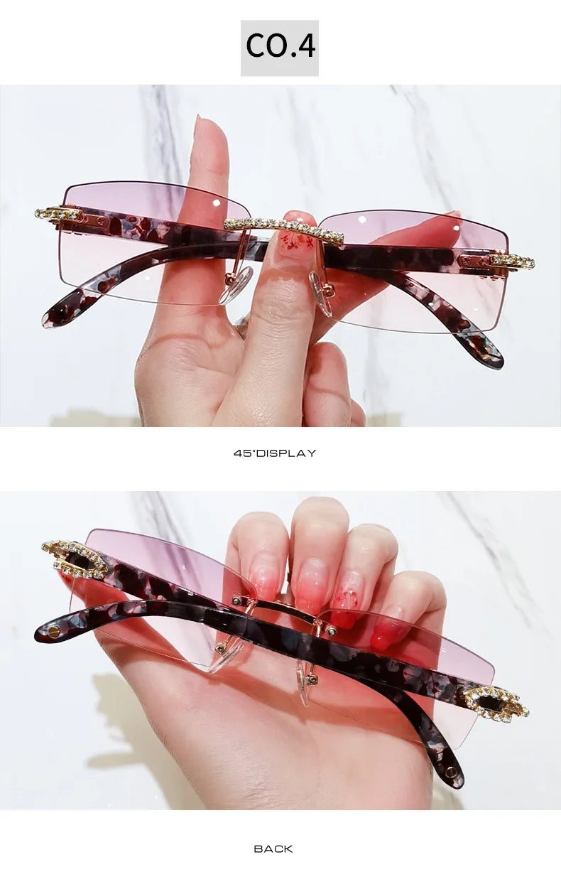 Upscale Custom Ivory Color Buffalo Horn Shape Fashion Small Square Sun Shades Glasses Trendy Rimless Sunglasses Women 2024