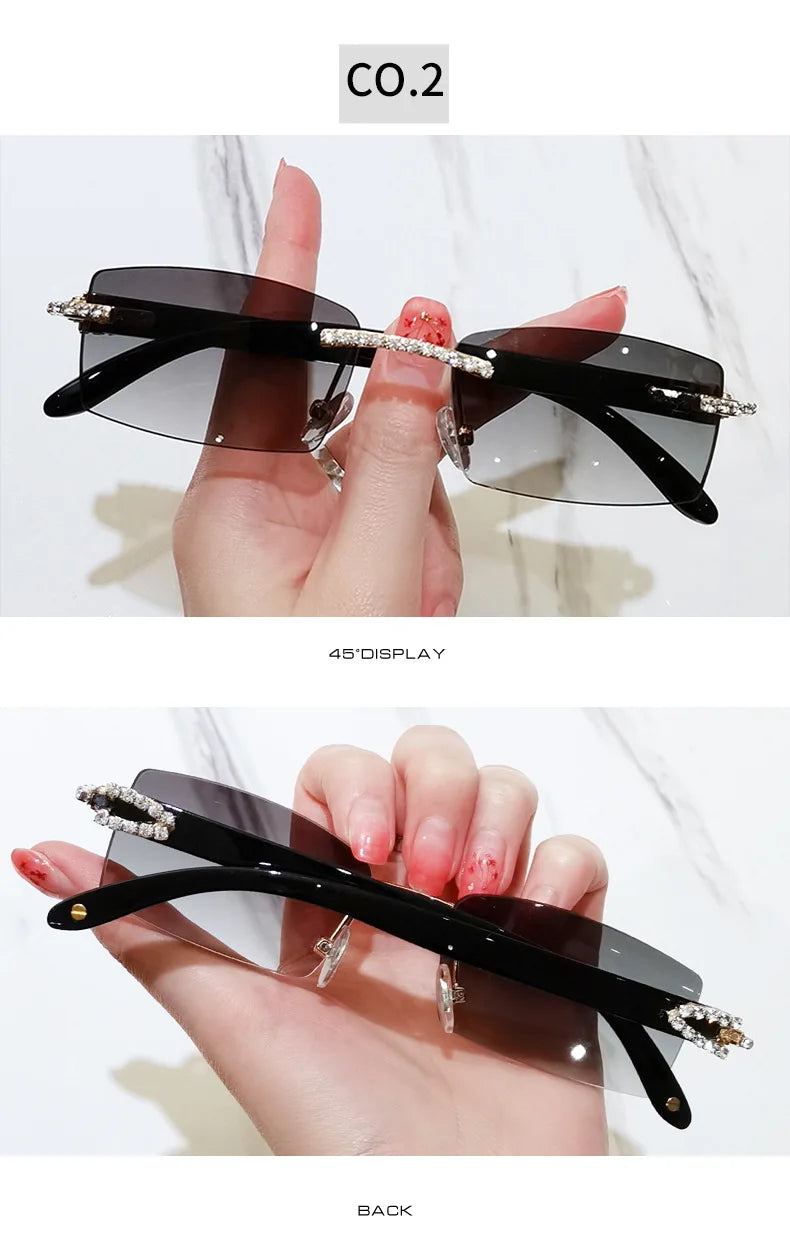 Upscale Custom Ivory Color Buffalo Horn Shape Fashion Small Square Sun Shades Glasses Trendy Rimless Sunglasses Women 2024