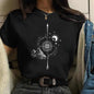 Moon Print T-shirts for Women Harajuku Summer T Shirt New Fashion Black Tops Funny Female T-shirt Casual Tee Woman Clothes