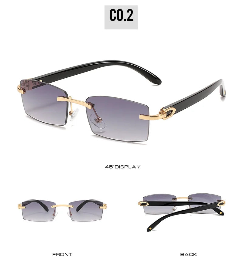 Upscale Custom Ivory Color Buffalo Horn Shape Fashion Small Square Sun Shades Glasses Trendy Rimless Sunglasses Women 2024