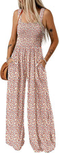 Women's Casual Loose Overalls Jumpsuits Sleeveless Floral Printed Wide Leg Full Length Rompers Pockets 100% Viscose