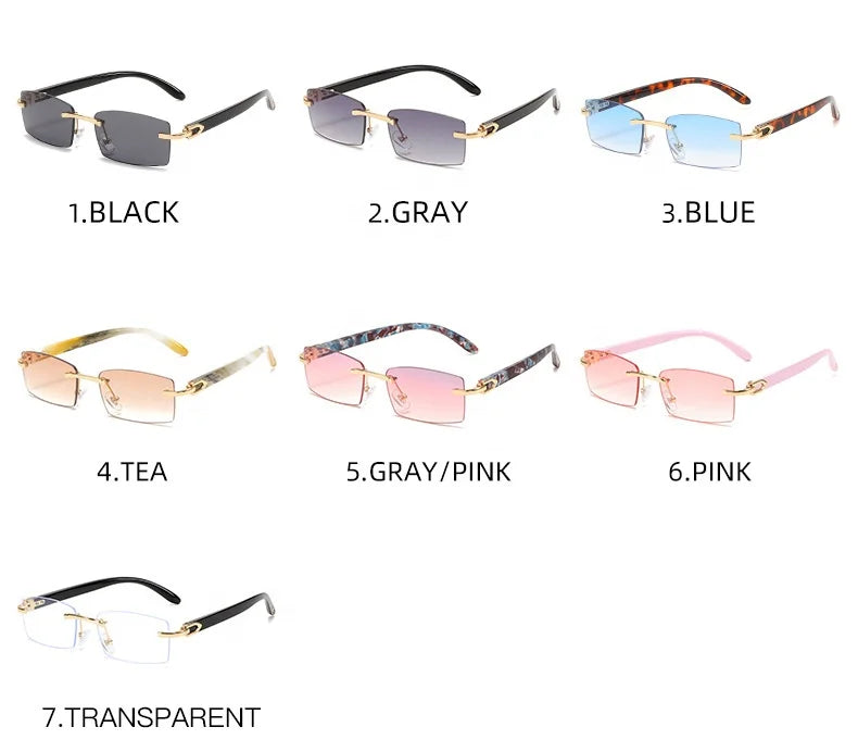 Upscale Custom Ivory Color Buffalo Horn Shape Fashion Small Square Sun Shades Glasses Trendy Rimless Sunglasses Women 2024